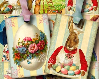 EASTER TIME Digital Collage Sheet Instant Download for Gift Tags Greeting Cards Arts and Crafts Vintage Bunny Eggs GalleryCat CS207