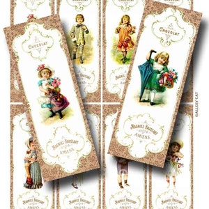Victorian Children Digital Collage Sheet Instant Download for Bookmark Favors Tags Gallery Cat CS34 image 1