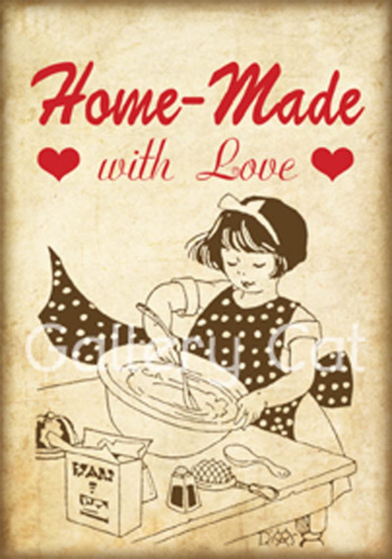 Homemade with Love Digital Collage Sheet Instant Download for Gift Tags Cookie Boxes Baked Goods Scrapbooking GalleryCat CS183 image 3