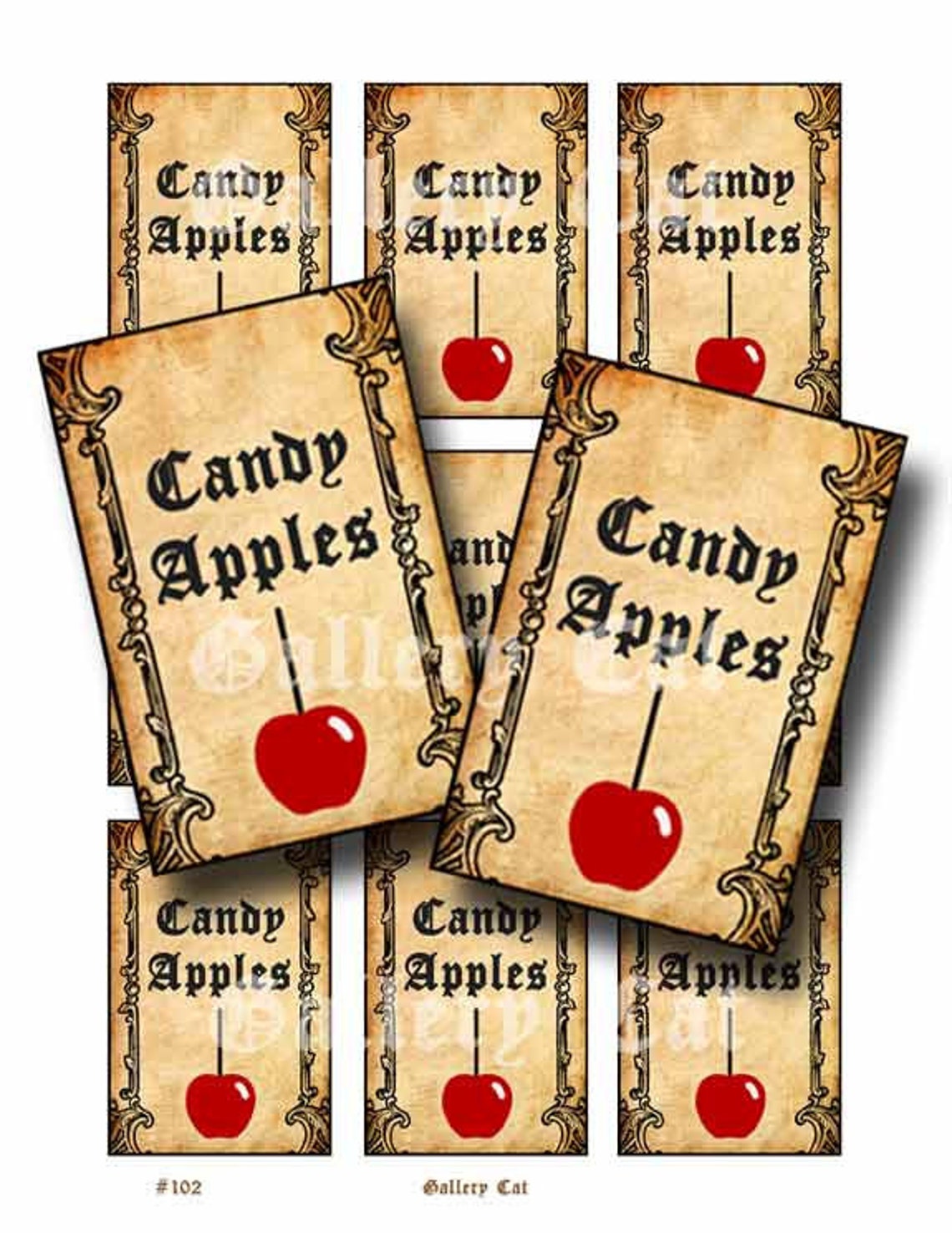Vintage CANDY APPLES Tag Digital Collage Sheet Instant Etsy