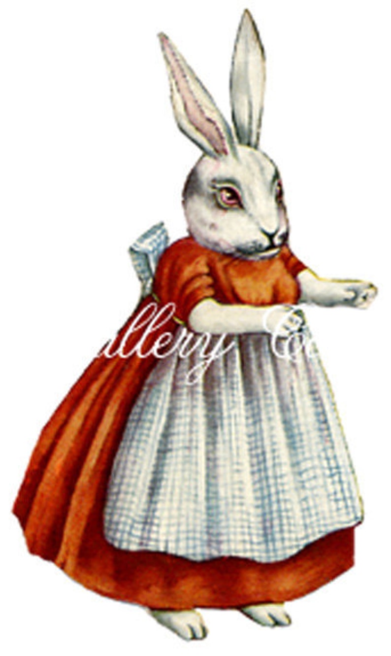 Vintage EASTER BUNNY Instant Download Rabbit Clip Art for Gift Tags Greeting Cards Scrapbooking Arts and Crafts by GalleryCat CS159 image 4