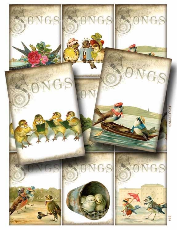 Sweet Bird Songs Digital Collage Sheet Instant Download for Scrapbook…