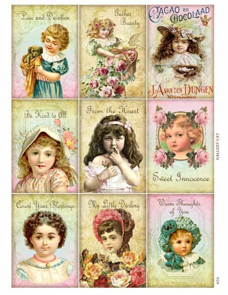 Little Ladies Digital Collage Sheet Instant Download for Paper Crafts Assemblage Tags Altered Art by GalleryCat CS54 image 2