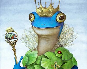 FROG QUEEN | Fine Art Print | Royal Portrait | Original Artwork | Fly | Signed by Artist | Gorgeous