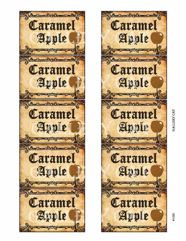 Vintage CARAMEL APPLE Tag Digital Collage Sheet Instant | Etsy