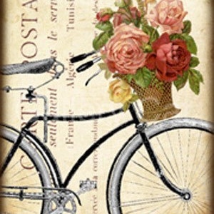 Antique Bicycle With Basket of Roses Digital Collage Sheet Instant ...