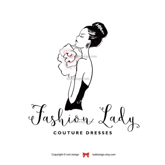Fashion Lady Couture Character Illustrated Logo Design Etsy
