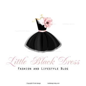Little Black Dress, Fashion Logo design Character Illustrated Premade Logo design- Fashion and Lifestyle Blog- Fashion BLOGGER