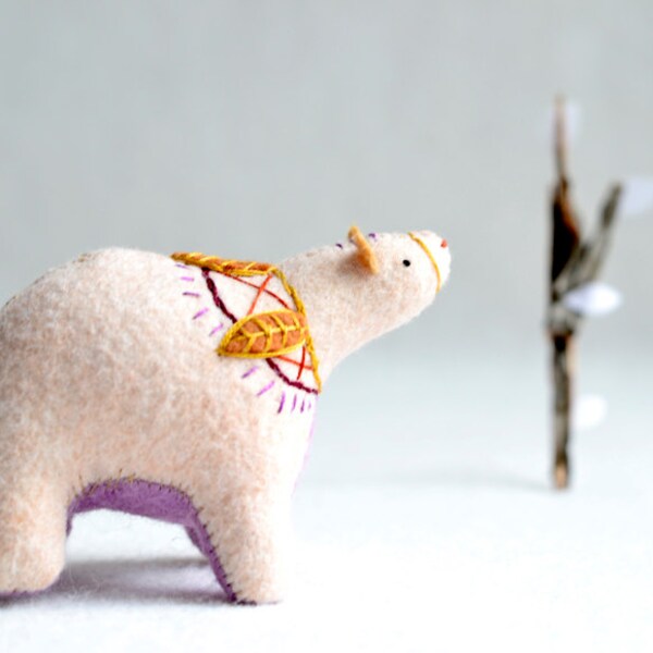 fall sunset spirit bear -  autumn decor - bear soft sculpture