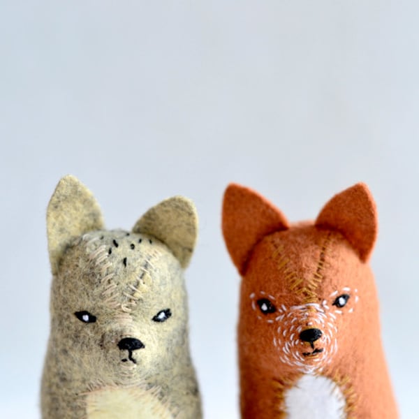 reserved - 2 little red fox - soft sculpture animal