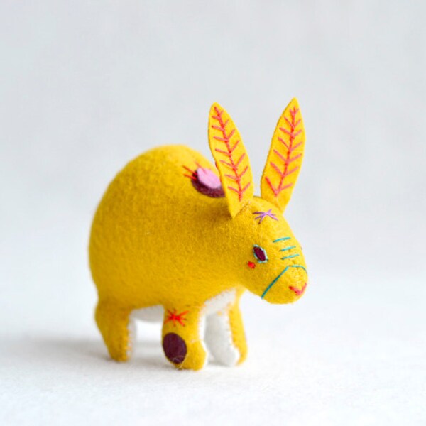 fortune rabbit yellow - soft sculpture animal