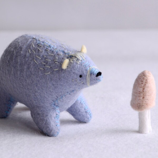 blue bear - felt bear soft sculpture by royalmint