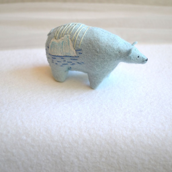 blue glacier spirit bear - felt bear soft sculpture by mountroyalmint