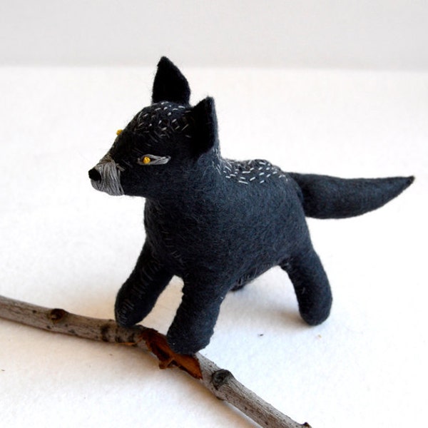 wolf pup - felt wolf soft sculpture plush by royalmint