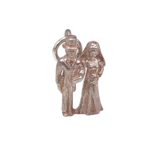 Vintage 925 Sterling Silver Married Wedding Couple Bride and Groom Charm Bracelet Pendant Jewellery Gift