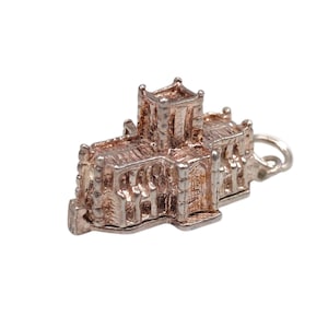 Vintage 925 Sterling Silver Opening Charm Church Abbey Castle Bracelet Traditional Pendant Necklace Travel Jewellery Gift