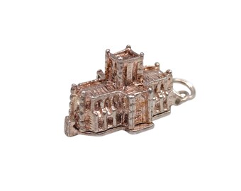 Vintage 925 charme d'ouverture église abbaye château bracelet pendentif traditionnel collier voyage bijoux cadeau