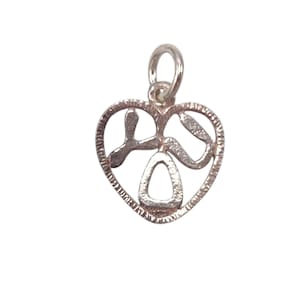 Vintage 925 Sterling Silver Love You Heart Charm Bracelet Pendant Jewellery Gift