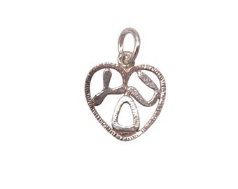 Vintage 925 Sterling Silver Love You Heart Charm Bracelet Pendant Jewellery Gift