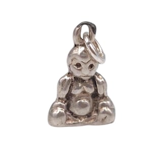 Vintage 925 Sterling Silver Seated Buddha Charm Bracelet Buddhism Travel Pendant Necklace Spiritual Jewellery Gift
