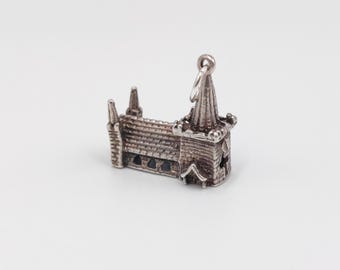 Vintage en argent sterling 925, charme de la chapelle, bracelet d'église, collier avec pendentif traditionnel, bijoux de voyage, cadeau