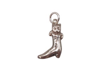 Vintage 925 Sterling Silver Puss In Boot Animal Cat Charm Bracelet Traditional Kitten Kitty Pendant Necklace Jewellery Gift