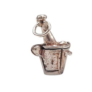 Vintage 925 Sterling Silver Opening Champagne Bottle Ice Bucket Charm Bracelet Pendant Jewellery Gift