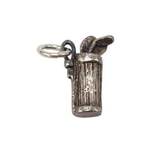Pulsera vintage de plata de ley 925 con dije de bolsa de golf y colgante deportivo de golfista.