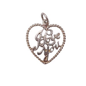 Vintage 925 Sterling Silver I Love You Heart Charm Bracelet Pendant Jewellery Gift