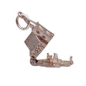 Vintage 925 Sterling Silver Opening Charm Church Articulated Chapel Bracelet Traditional Pendant Necklace Travel Jewellery Gift