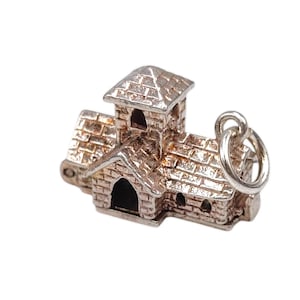 Vintage 925 Sterling Silver Opening Charm Wedding Chapel Articulated Castle Bracelet Traditional Pendant Necklace Travel Jewellery Gift