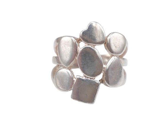 Vintage Solid 925 Sterling Silver Geometric Heart… - image 1