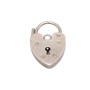 Vintage 925 Sterling Silver Heart Packlock Charm Heart Lock Pendant Bracelet Necklace Gift Jewellery