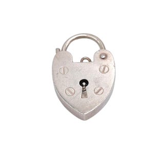 Vintage 925 Sterling Silver Heart Packlock Charm Heart Lock Pendant Bracelet Necklace Gift Jewellery