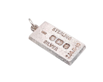 1977年 英国 アンティーク 純銀 インゴットペンダント silver Vintage Sterling Silver Ingot Pendant 1977 with Queen
