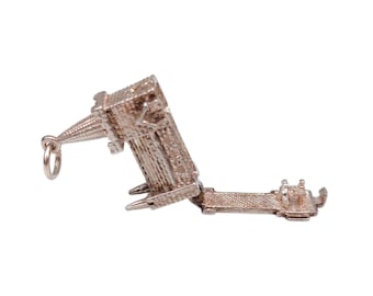 Vintage 925 Sterling Silver Opening Charm Wedding Chapel Articulated Castle Bracelet Traditional Pendant Necklace Travel Jewellery Gift