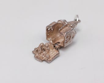 Vintage en argent sterling 925, ouverture de la chapelle, bracelet à breloques pour église, collier avec pendentif traditionnel, bijoux de voyage, cadeau