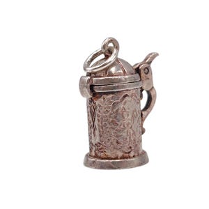 Vintage 925 Sterling Silver German Beer Stein Tankard Opening Cup Charm Bracelet Drinking Pendant Jewellery Gift