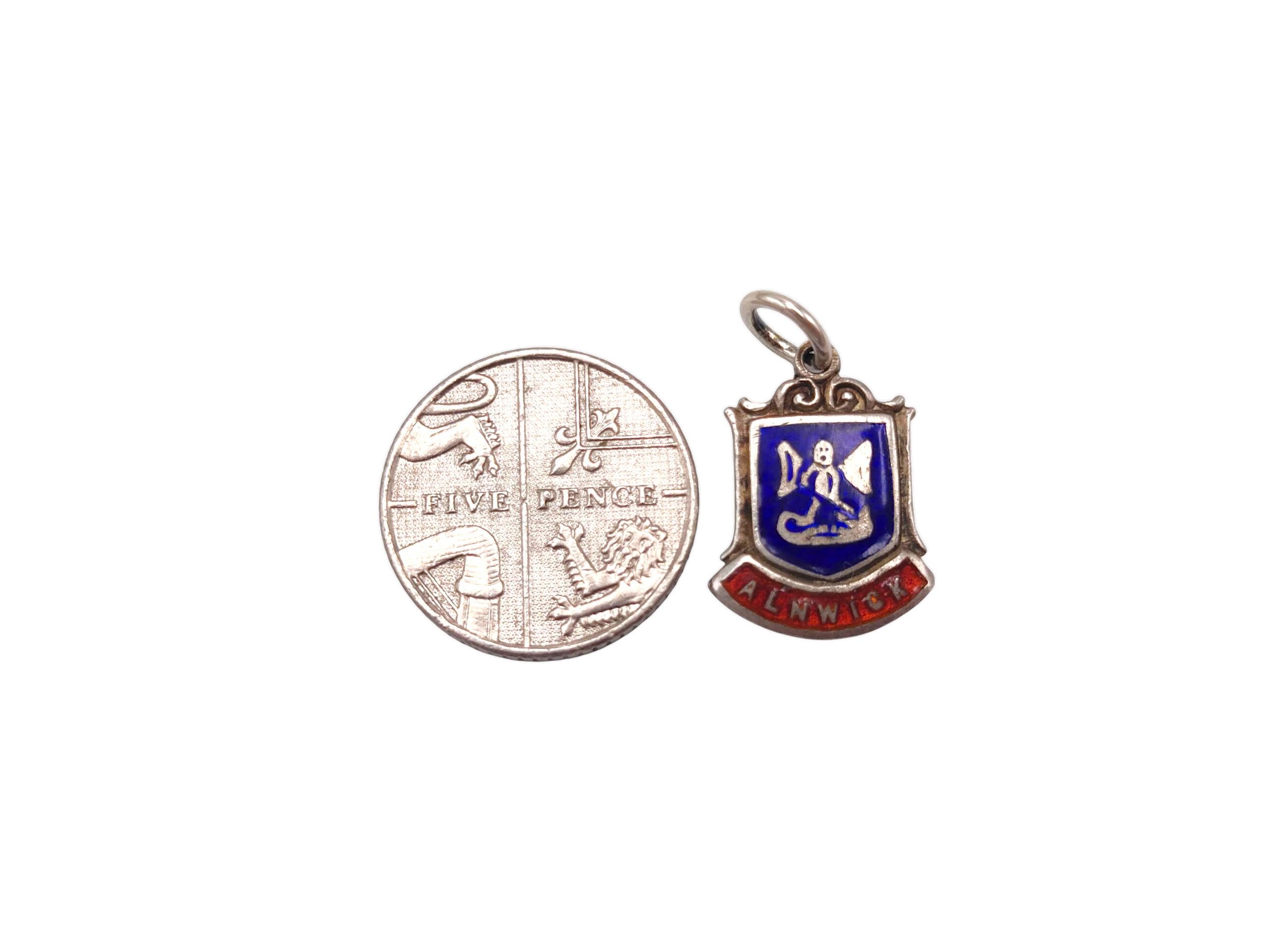 Charme Vintage En Argent Sterling 925 - Bouclier émaillé HMK INGLETON 1,6g