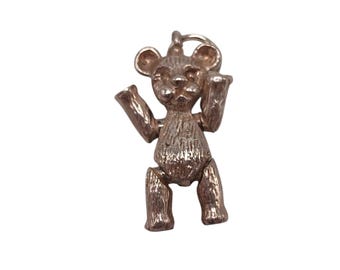Vintage 925 Sterling Silver Articulated Moving Teddy Bear Animal Charm Pendant Lucky Toy Traditional Bracelet Necklace Jewellery Gift