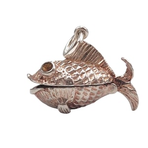 Vintage 925 Sterling Silver Articulated Opening Mouth Fish Charm Pendant Bracelet Necklace Sea Life Jewellery Ocean Gift