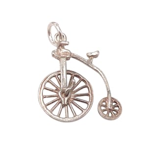 NUVO Vintage 925 Sterling Silver Articulated Penny Farthing Bicycle Charm Bracelet Cycling Pendant Necklace Travel Jewellery Gift