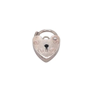 Vintage 925 Sterling Silver Heart Packlock Charm Heart Lock Pendant Bracelet Necklace Gift Jewellery