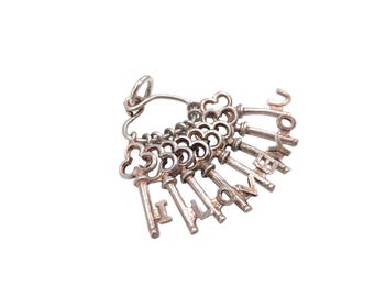 Colgante de llave vintage de plata de ley 925 con la frase "I LOVE YOU", pulsera, collar y joyería, regalo.