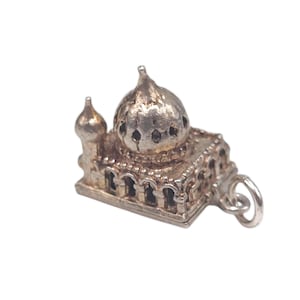 Pulseira CHIM Vintage de Prata Esterlina 925 Articulada com Abertura de Mesquita Oração e Pingente de Adoração Colar Joia de Viagem Presente