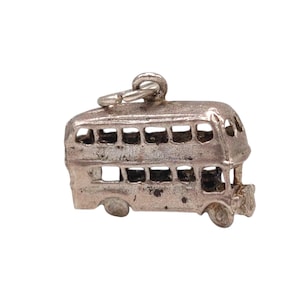 Vintage 925 Sterling Silver London Routemaster Double Decker Bus Charm Bracelet Pendant Necklace Travel Jewellery Gift