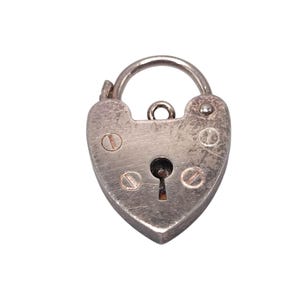 70s Vintage 925 Sterling Silver Heart Packlock Charm Opening Heart Lock Pendant Bracelet Necklace Gift Jewellery