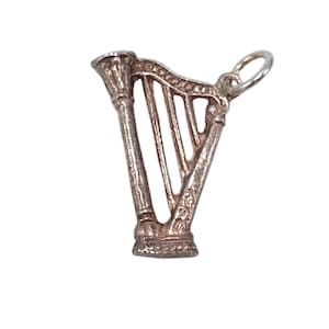 Vintage 925 Sterling Silver Harp Music Charm Bracelet Musical Pendant Jewellery Gift