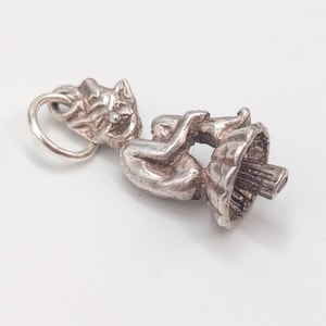 Vintage 925 Sterling Silver Cornish Pixie Lucky Imp On Mushroom Charm Bracelet Good Luck Fairy Pendant Necklace British Jewellery Gift