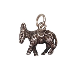 Vintage 925 Sterling Silver Oxidised Donkey / Mule Charm Bracelet Traditional Pendant Necklace Animal Jewellery Gift